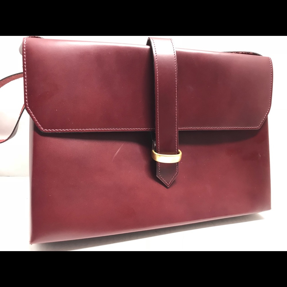 Vintage Burgundy Envelope Leather Flap Crossbody